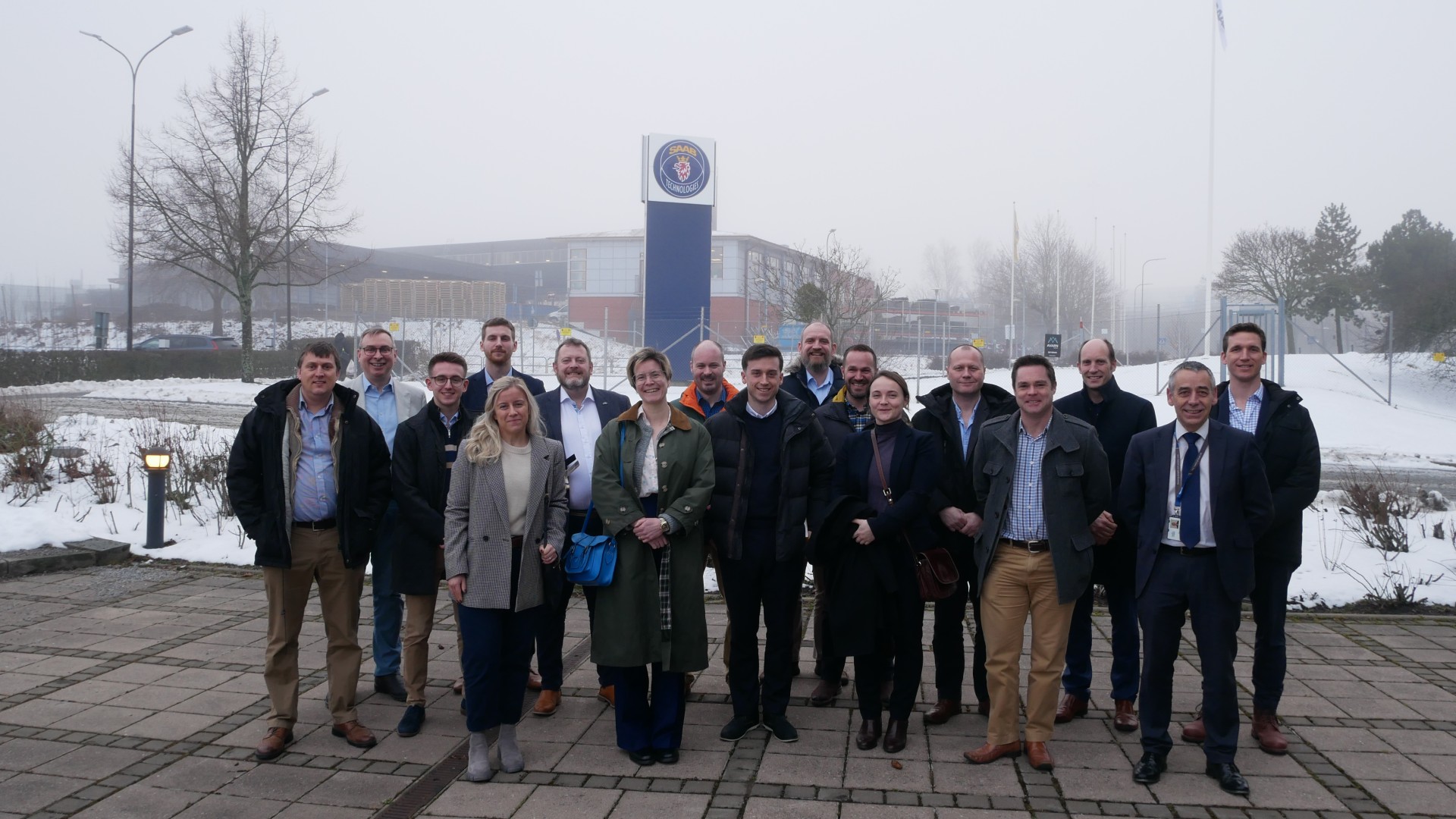 A group of AeroSystems in Sweden visiting Saab facilities.
