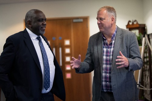 Lord Sewell speaking with Chris Taylor, Centre for Defence Education Research and Analysis