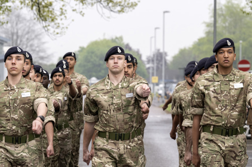 Officer Cadets marching in formation. 