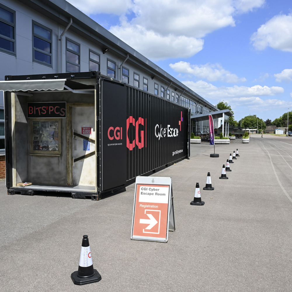Shipping container redesigned as an escape room.